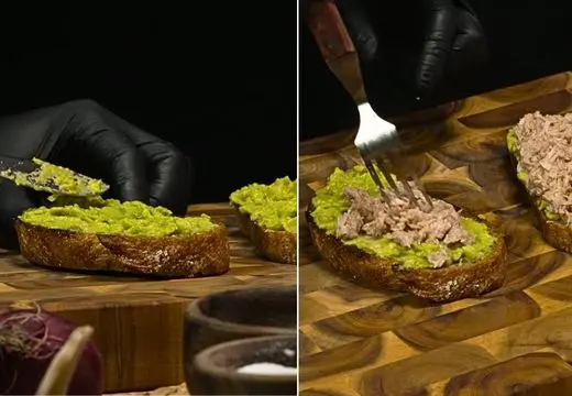 Avocados mash put on the bread