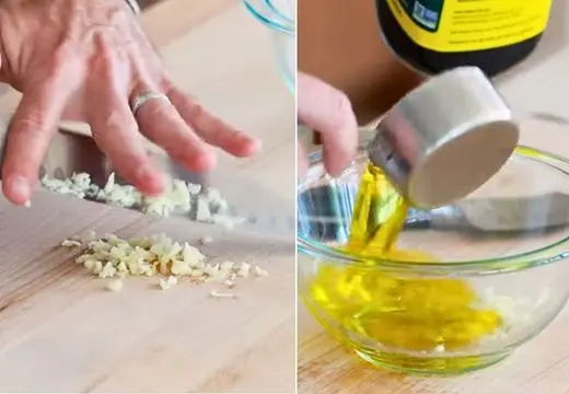 Preparing Garlic and Olive Oil Base