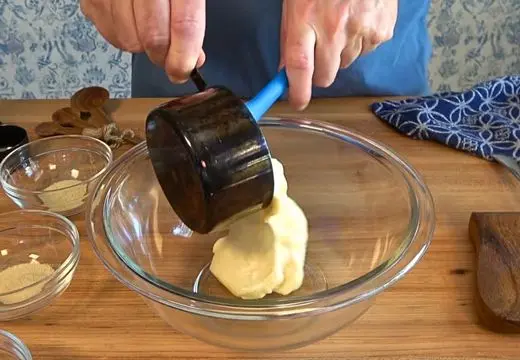 Adding Mayonnaise to Mixing Bowl