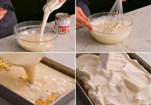 Topping the Cake with Fresh Whipped Cream and Cinnamon